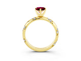 Yellow gold Pear Cut Solitaire Diamond Engagement Ring with Twisted Pave Band and Four-Prong Setting_3