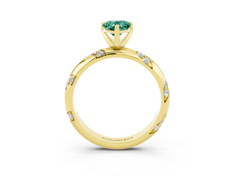 Yellow gold Pear Cut Solitaire Diamond Engagement Ring with Twisted Pave Band and Four-Prong Setting_3