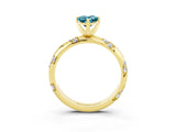 Yellow gold Pear Cut Solitaire Diamond Engagement Ring with Twisted Pave Band and Four-Prong Setting_3