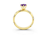 Yellow gold Pear Cut Solitaire Diamond Engagement Ring with Twisted Pave Band and Four-Prong Setting_3