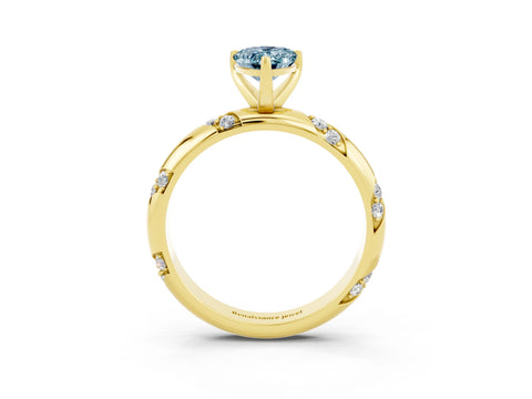 Yellow gold Pear Cut Solitaire Diamond Engagement Ring with Twisted Pave Band and Four-Prong Setting_3