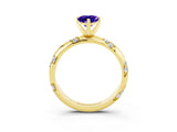 Yellow gold Pear Cut Solitaire Diamond Engagement Ring with Twisted Pave Band and Four-Prong Setting_3