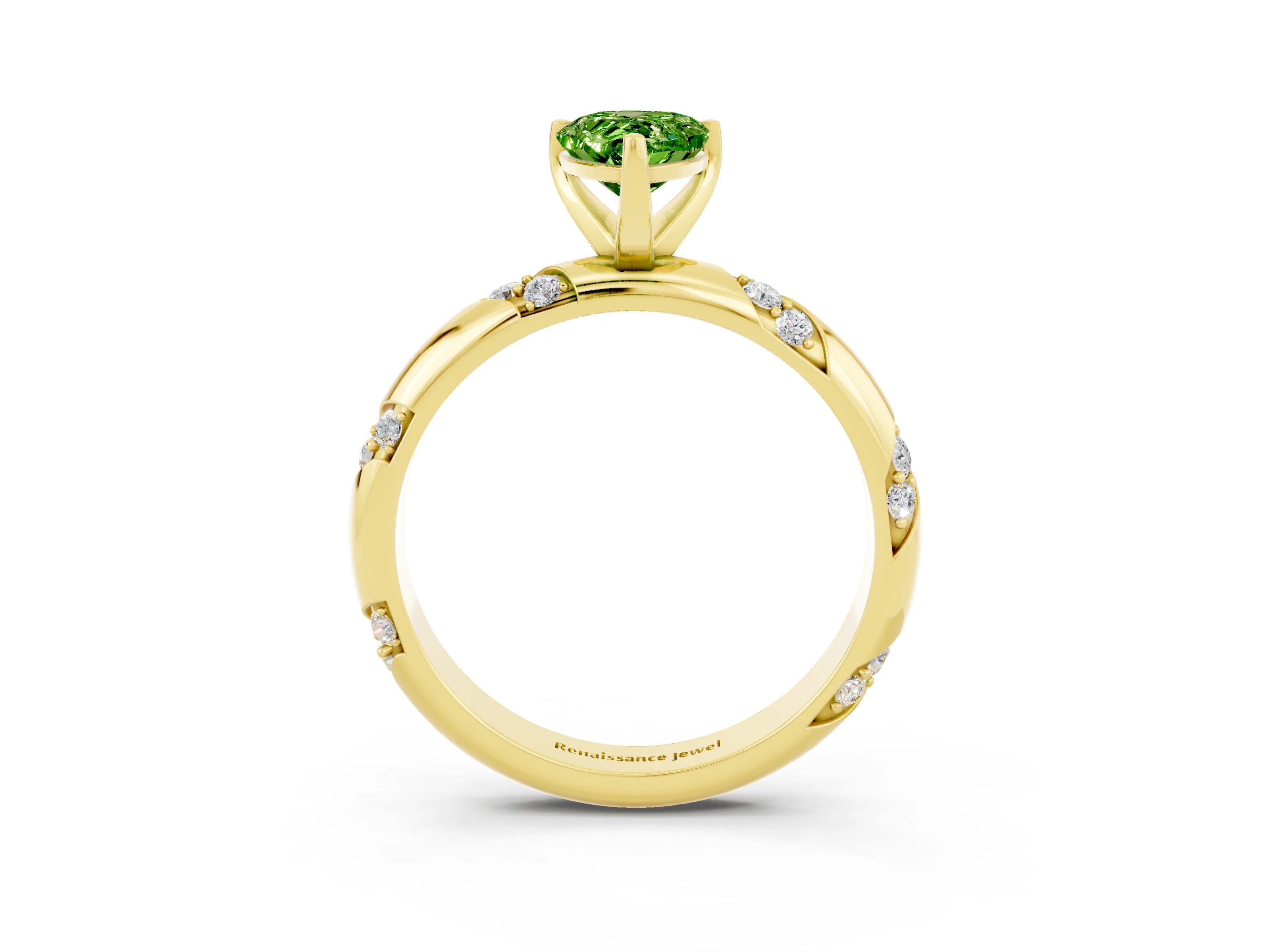 Yellow gold Pear Cut Solitaire Diamond Engagement Ring with Twisted Pave Band and Four-Prong Setting_3