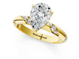 Yellow gold Pear Cut Solitaire Diamond Engagement Ring with Twisted Pave Band and Four-Prong Setting_4