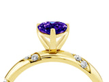 Yellow gold Pear Cut Solitaire Diamond Engagement Ring with Twisted Pave Band and Four-Prong Setting_4