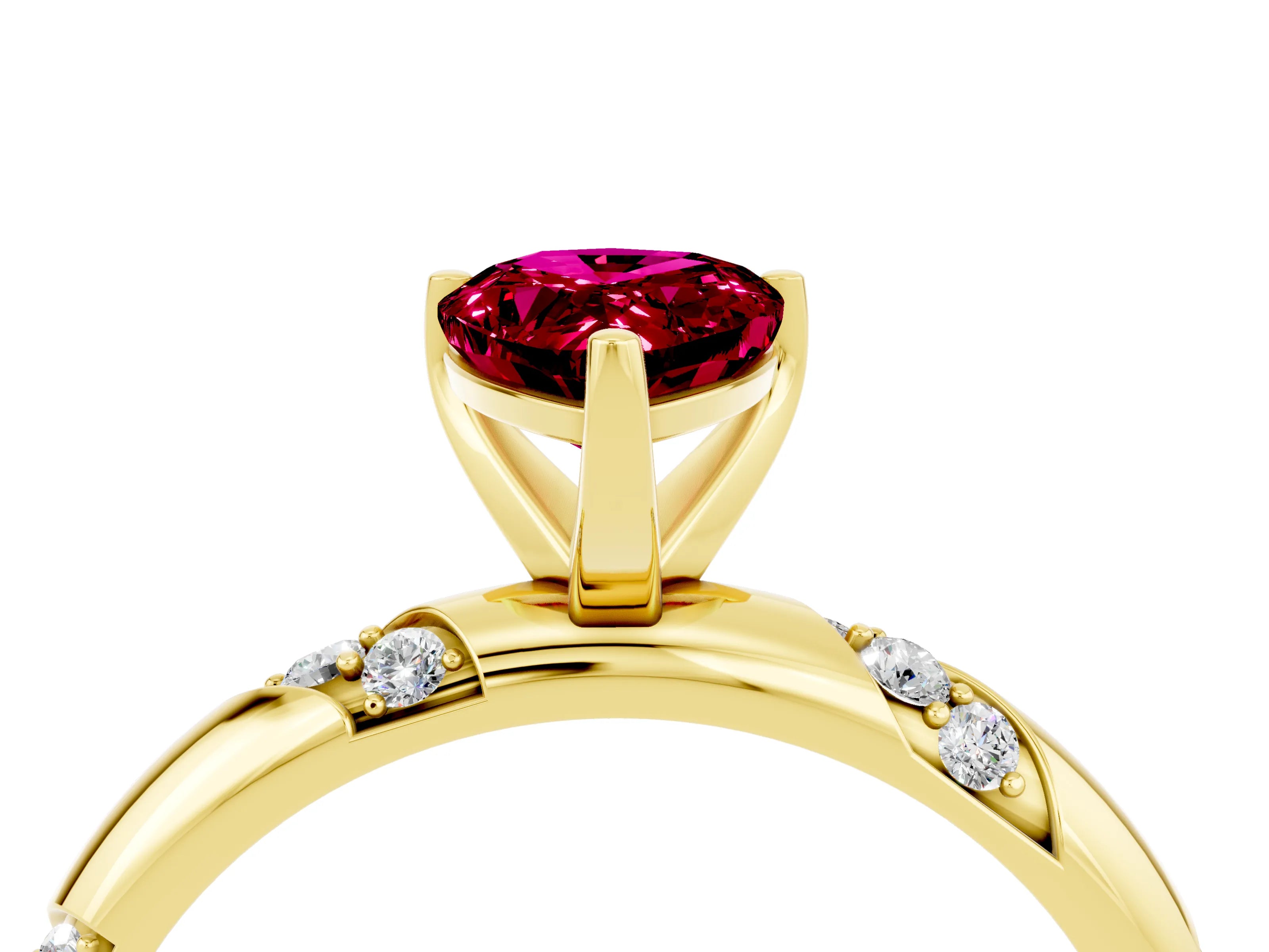 Yellow gold Pear Cut Solitaire Diamond Engagement Ring with Twisted Pave Band and Four-Prong Setting_4