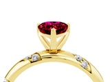 Yellow gold Pear Cut Solitaire Diamond Engagement Ring with Twisted Pave Band and Four-Prong Setting_4