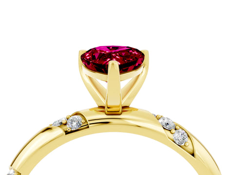 Yellow gold Pear Cut Solitaire Diamond Engagement Ring with Twisted Pave Band and Four-Prong Setting_4
