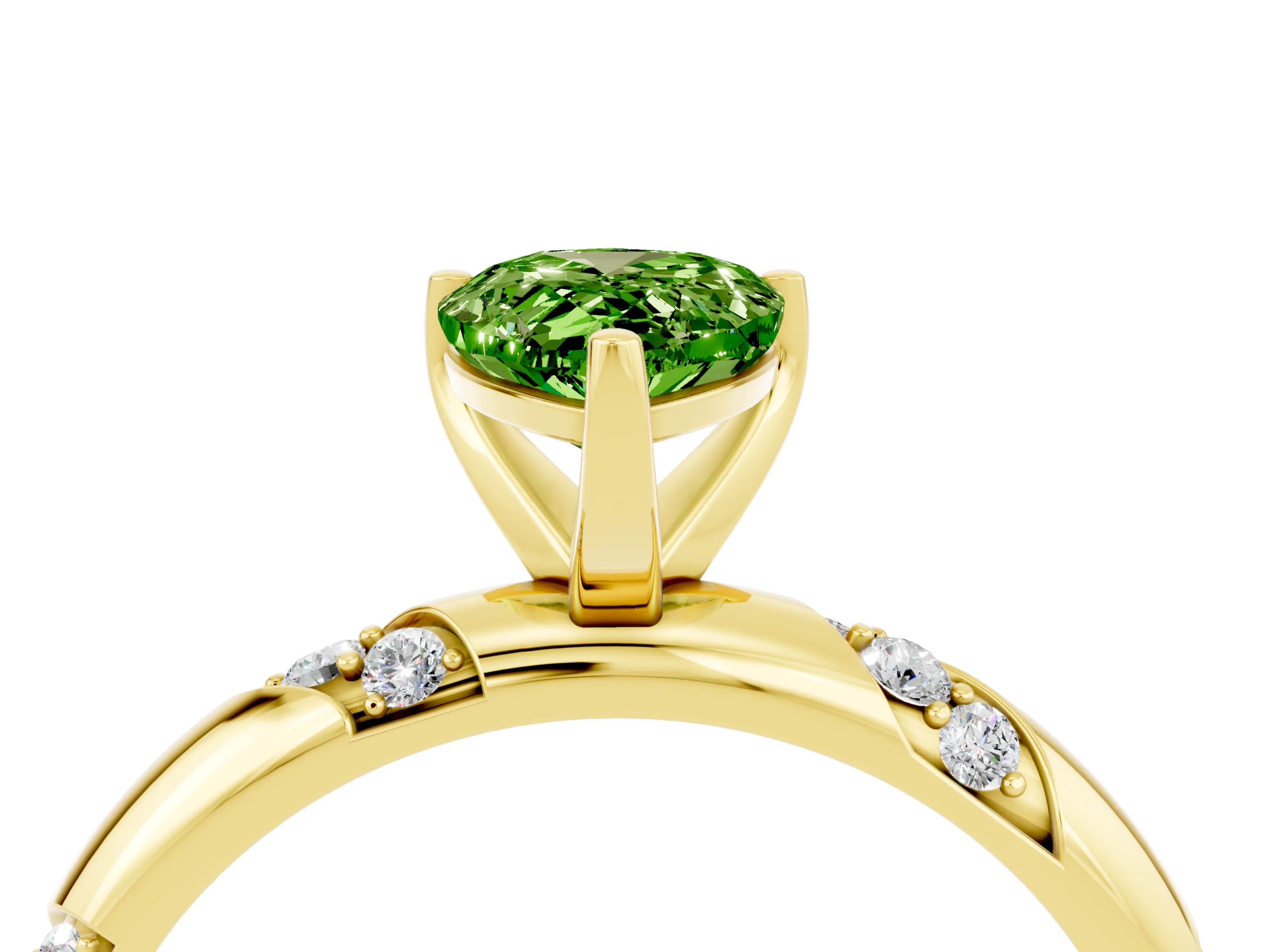 Yellow gold Pear Cut Solitaire Diamond Engagement Ring with Twisted Pave Band and Four-Prong Setting_4