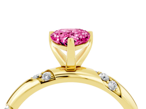 Yellow gold Pear Cut Solitaire Diamond Engagement Ring with Twisted Pave Band and Four-Prong Setting_4