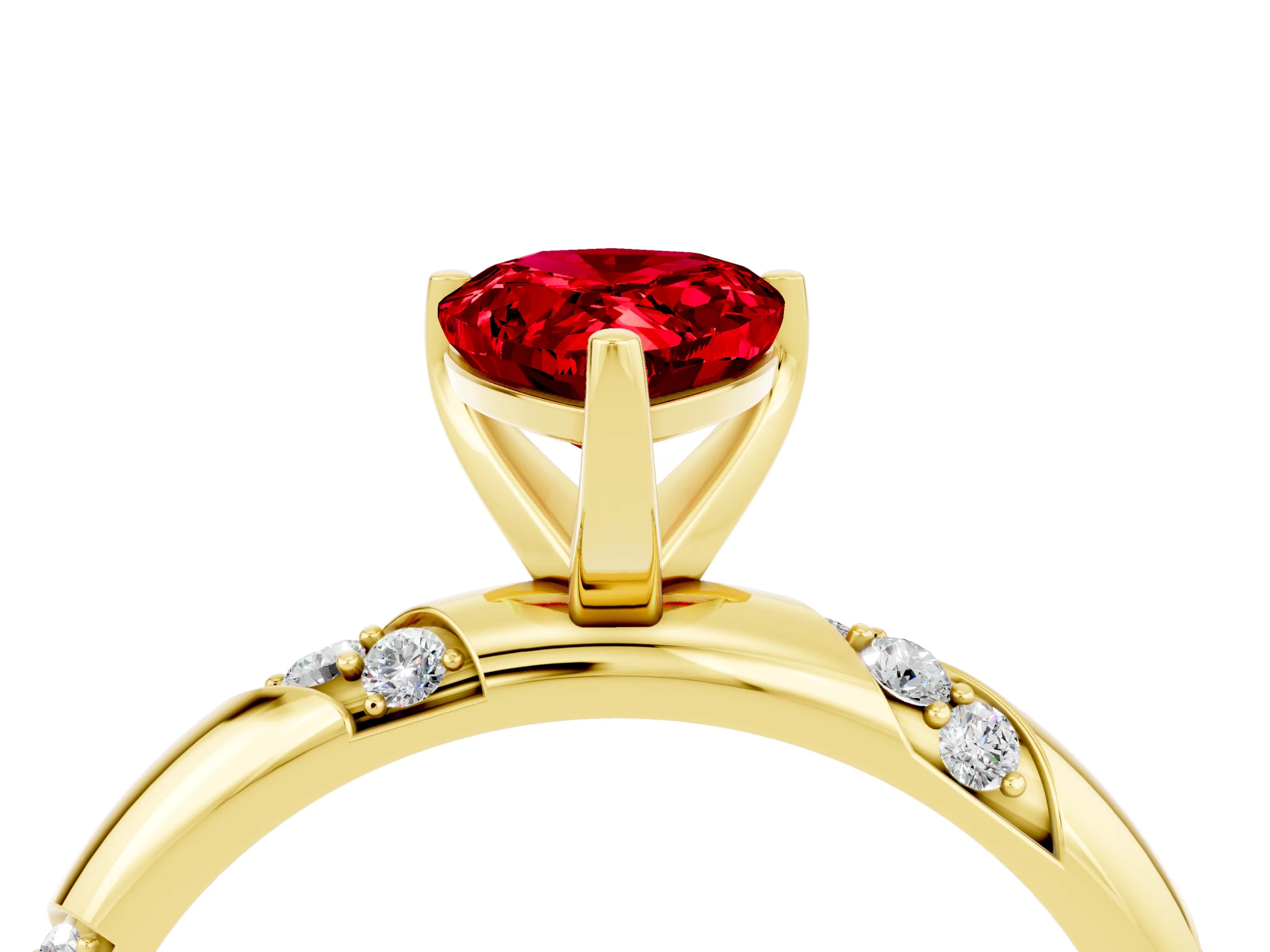 Yellow gold Pear Cut Solitaire Diamond Engagement Ring with Twisted Pave Band and Four-Prong Setting_4