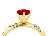 Yellow gold Pear Cut Solitaire Diamond Engagement Ring with Twisted Pave Band and Four-Prong Setting_4