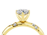 Yellow gold Pear Cut Solitaire Diamond Engagement Ring with Twisted Pave Band and Four-Prong Setting_4
