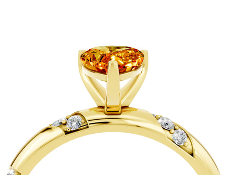 Yellow gold Pear Cut Solitaire Diamond Engagement Ring with Twisted Pave Band and Four-Prong Setting_4