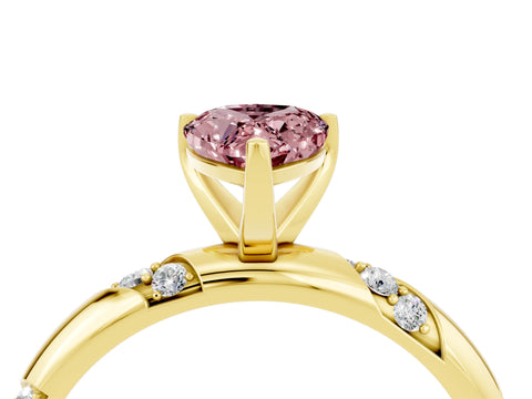 Yellow gold Pear Cut Solitaire Diamond Engagement Ring with Twisted Pave Band and Four-Prong Setting_4