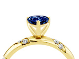 Yellow gold Pear Cut Solitaire Diamond Engagement Ring with Twisted Pave Band and Four-Prong Setting_4