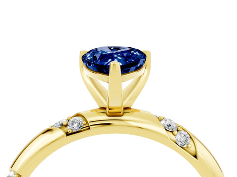 Yellow gold Pear Cut Solitaire Diamond Engagement Ring with Twisted Pave Band and Four-Prong Setting_4
