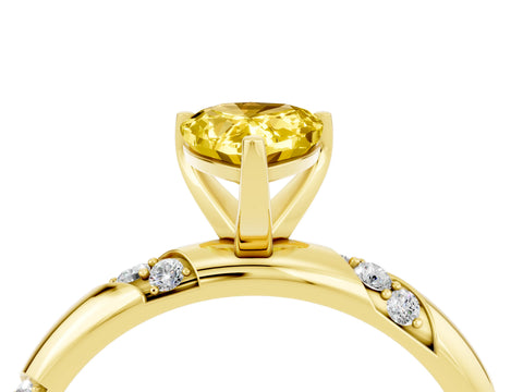 Yellow gold Pear Cut Solitaire Diamond Engagement Ring with Twisted Pave Band and Four-Prong Setting_4