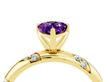 Yellow gold Pear Cut Solitaire Diamond Engagement Ring with Twisted Pave Band and Four-Prong Setting_4