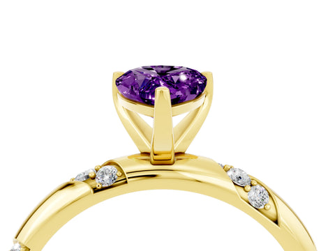 Yellow gold Pear Cut Solitaire Diamond Engagement Ring with Twisted Pave Band and Four-Prong Setting_4