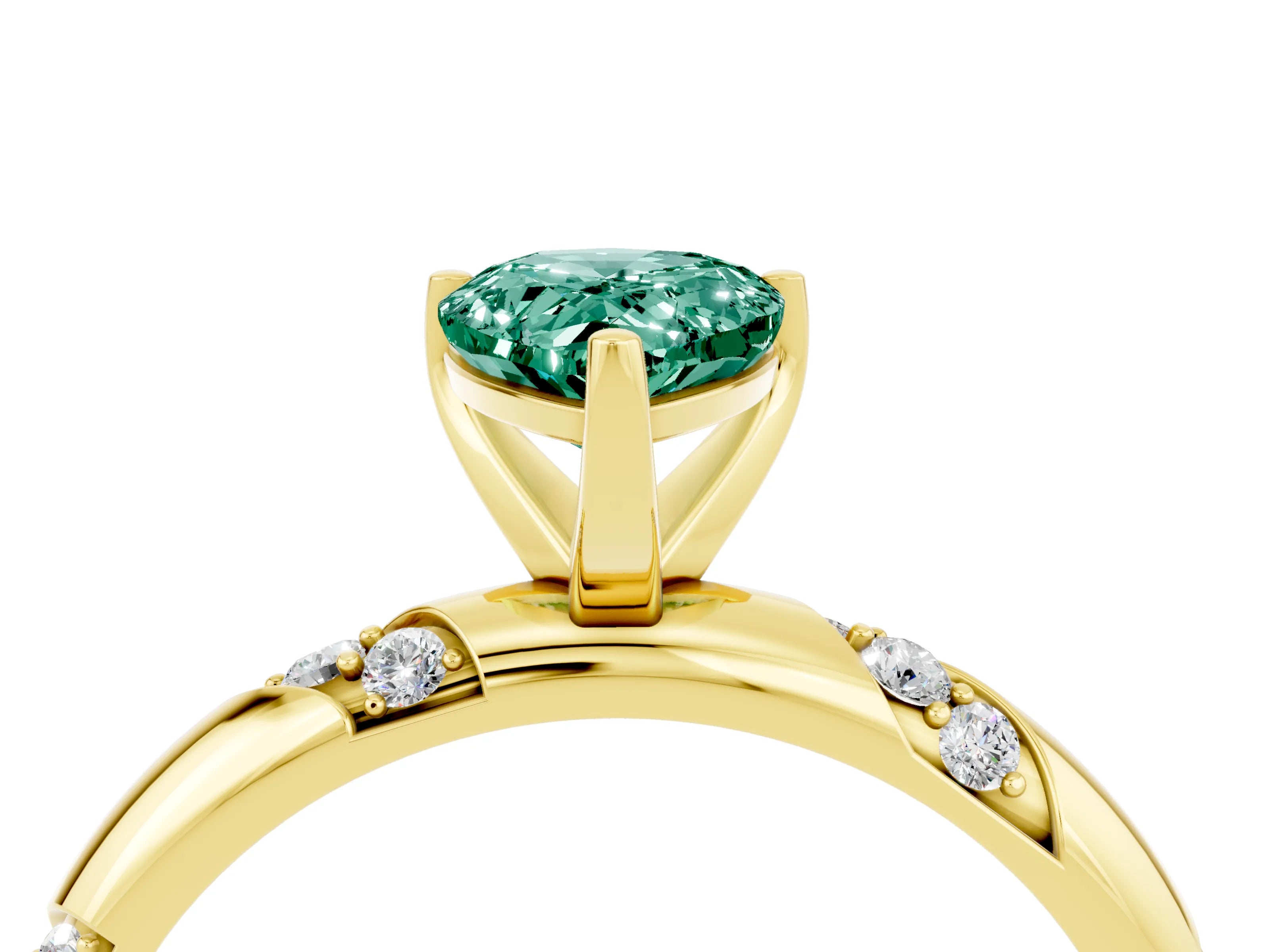 Yellow gold Pear Cut Solitaire Diamond Engagement Ring with Twisted Pave Band and Four-Prong Setting_4
