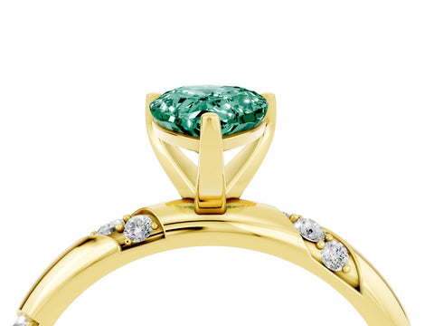 Yellow gold Pear Cut Solitaire Diamond Engagement Ring with Twisted Pave Band and Four-Prong Setting_4