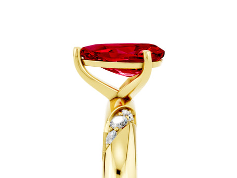 Yellow gold Pear Cut Solitaire Diamond Engagement Ring with Twisted Pave Band and Four-Prong Setting_5