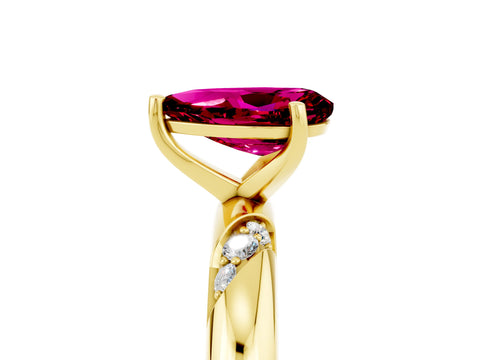 Yellow gold Pear Cut Solitaire Diamond Engagement Ring with Twisted Pave Band and Four-Prong Setting_5