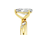 Yellow gold Pear Cut Solitaire Diamond Engagement Ring with Twisted Pave Band and Four-Prong Setting_5