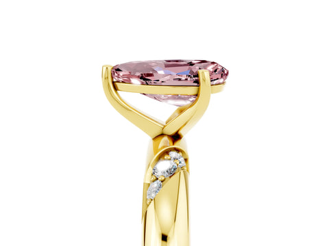Yellow gold Pear Cut Solitaire Diamond Engagement Ring with Twisted Pave Band and Four-Prong Setting_5