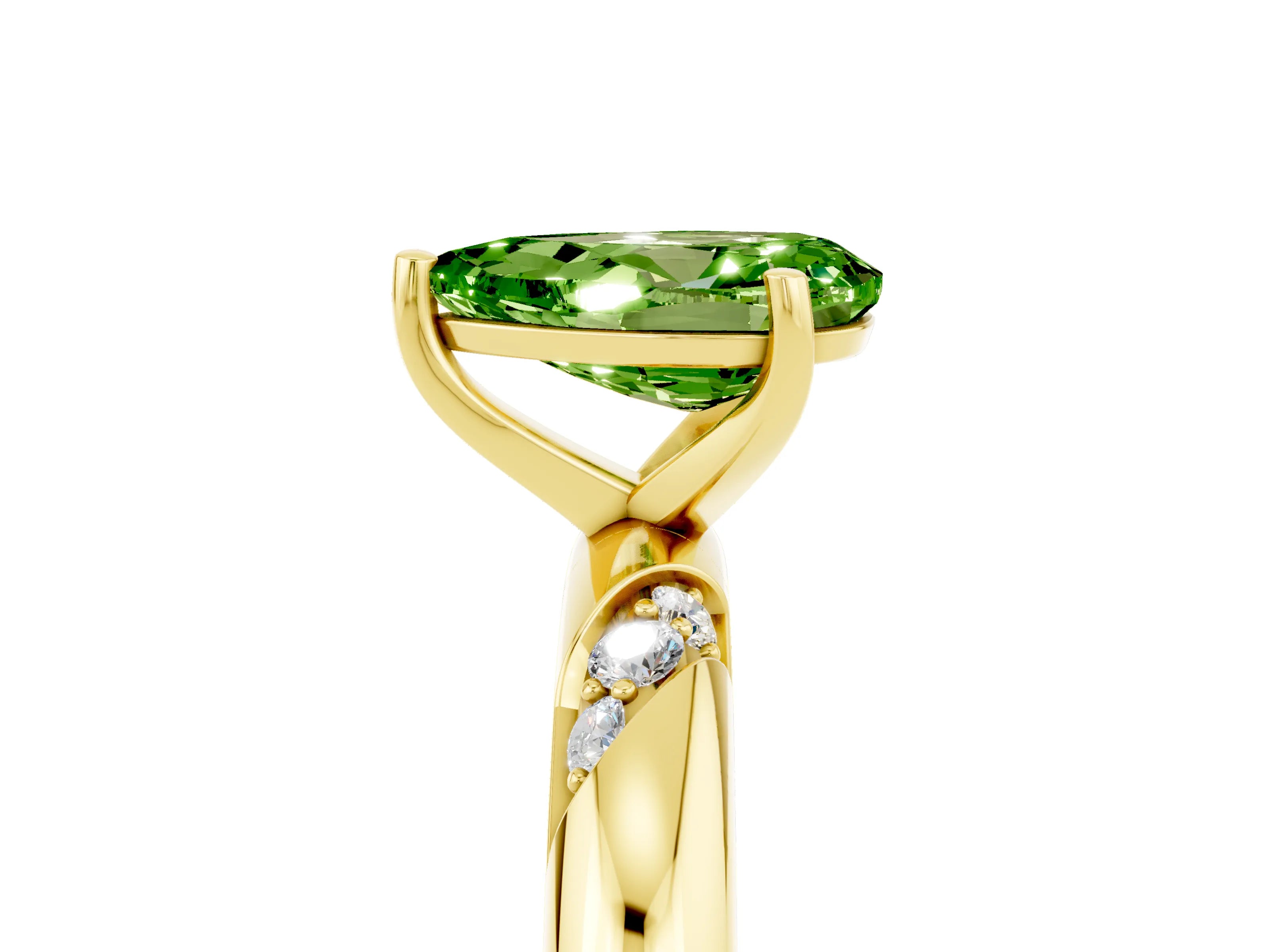 Yellow gold Pear Cut Solitaire Diamond Engagement Ring with Twisted Pave Band and Four-Prong Setting_5