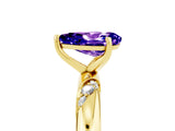 Yellow gold Pear Cut Solitaire Diamond Engagement Ring with Twisted Pave Band and Four-Prong Setting_5