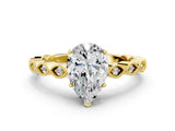 Yellow gold Pear Cut Solitaire Diamond Ring with Infinity Twist Band and Four-Prong Setting_9