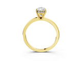 Yellow gold Pear Cut Solitaire Diamond Ring with Prong Setting and Plain Band_10