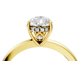 Yellow gold Pear Cut Solitaire Diamond Ring with Prong Setting and Plain Band_11