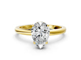 Yellow gold Pear Cut Solitaire Diamond Ring with Prong Setting and Plain Band_7