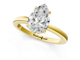 Yellow gold Pear Cut Solitaire Diamond Ring with Prong Setting and Plain Band_8