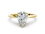 Yellow gold Pear Cut Solitaire Diamond Ring with Six-Prong Setting and Classic Band_3