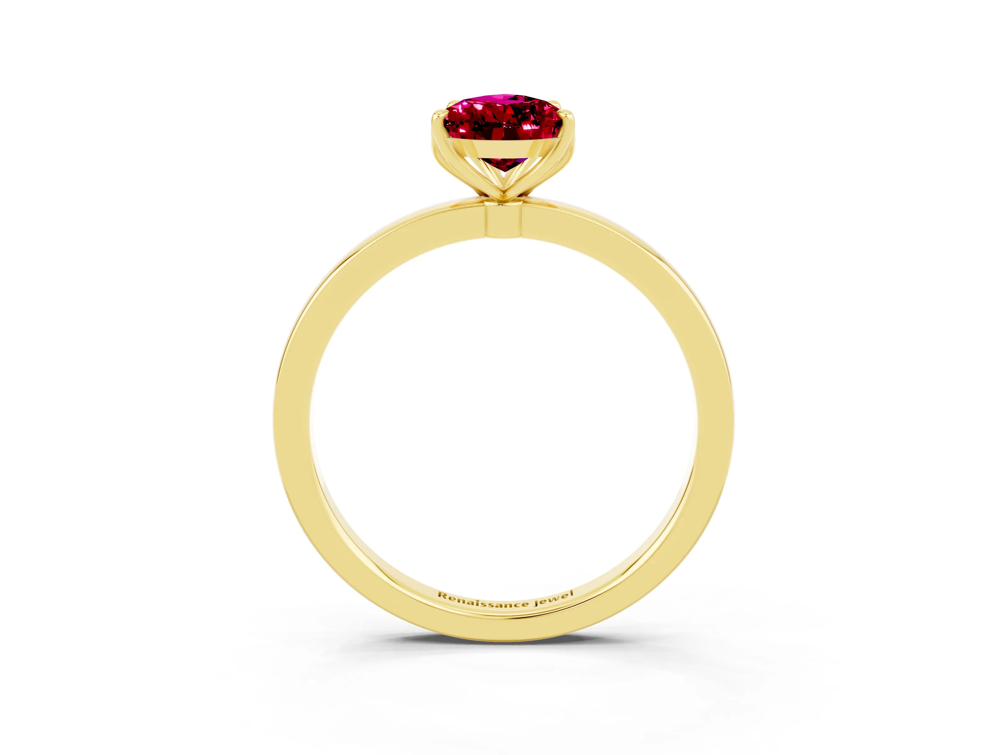 Yellow gold Pear Cut Solitaire Diamond Ring with Thin Band and Four-Prong Setting_3