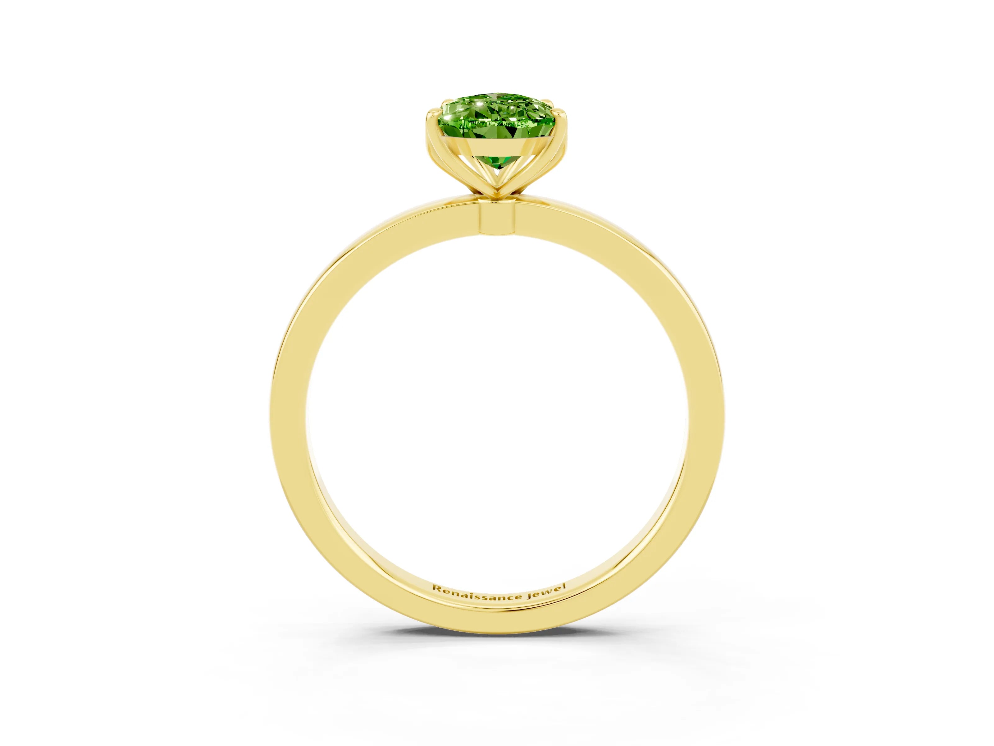 Yellow gold Pear Cut Solitaire Diamond Ring with Thin Band and Four-Prong Setting_3