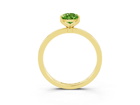 Yellow gold Pear Cut Solitaire Diamond Ring with Thin Band and Four-Prong Setting_3