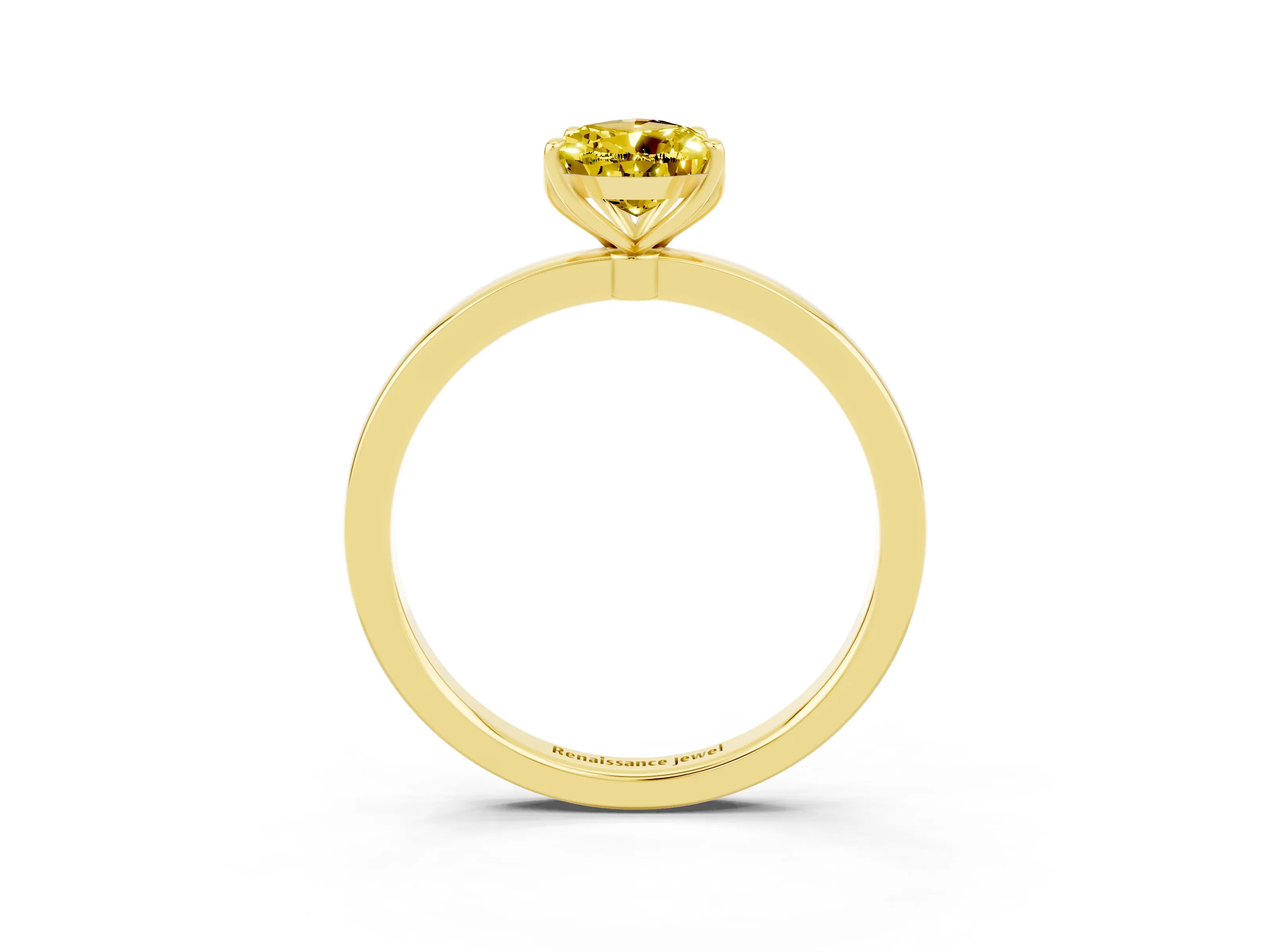 Yellow gold Pear Cut Solitaire Diamond Ring with Thin Band and Four-Prong Setting_3