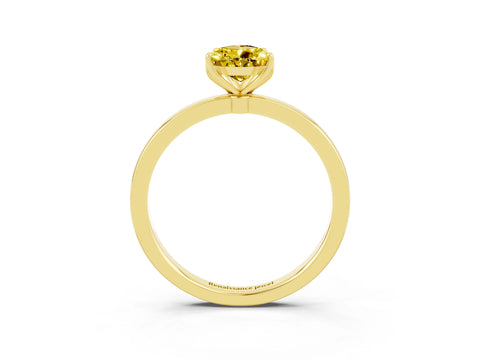Yellow gold Pear Cut Solitaire Diamond Ring with Thin Band and Four-Prong Setting_3