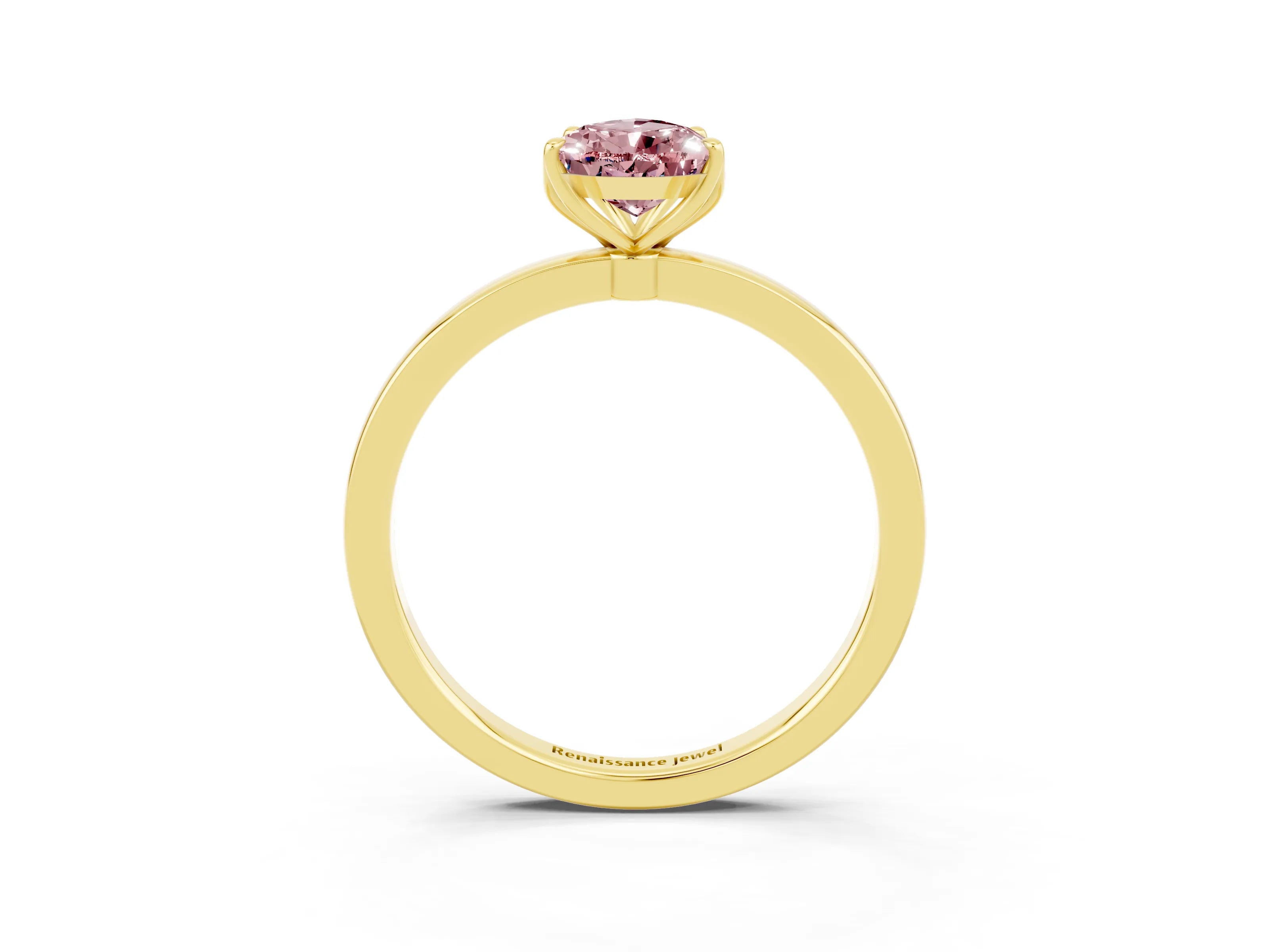 Yellow gold Pear Cut Solitaire Diamond Ring with Thin Band and Four-Prong Setting_3