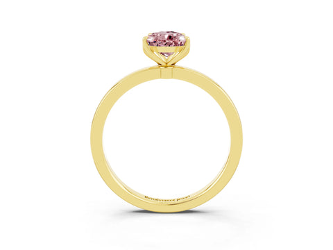 Yellow gold Pear Cut Solitaire Diamond Ring with Thin Band and Four-Prong Setting_3
