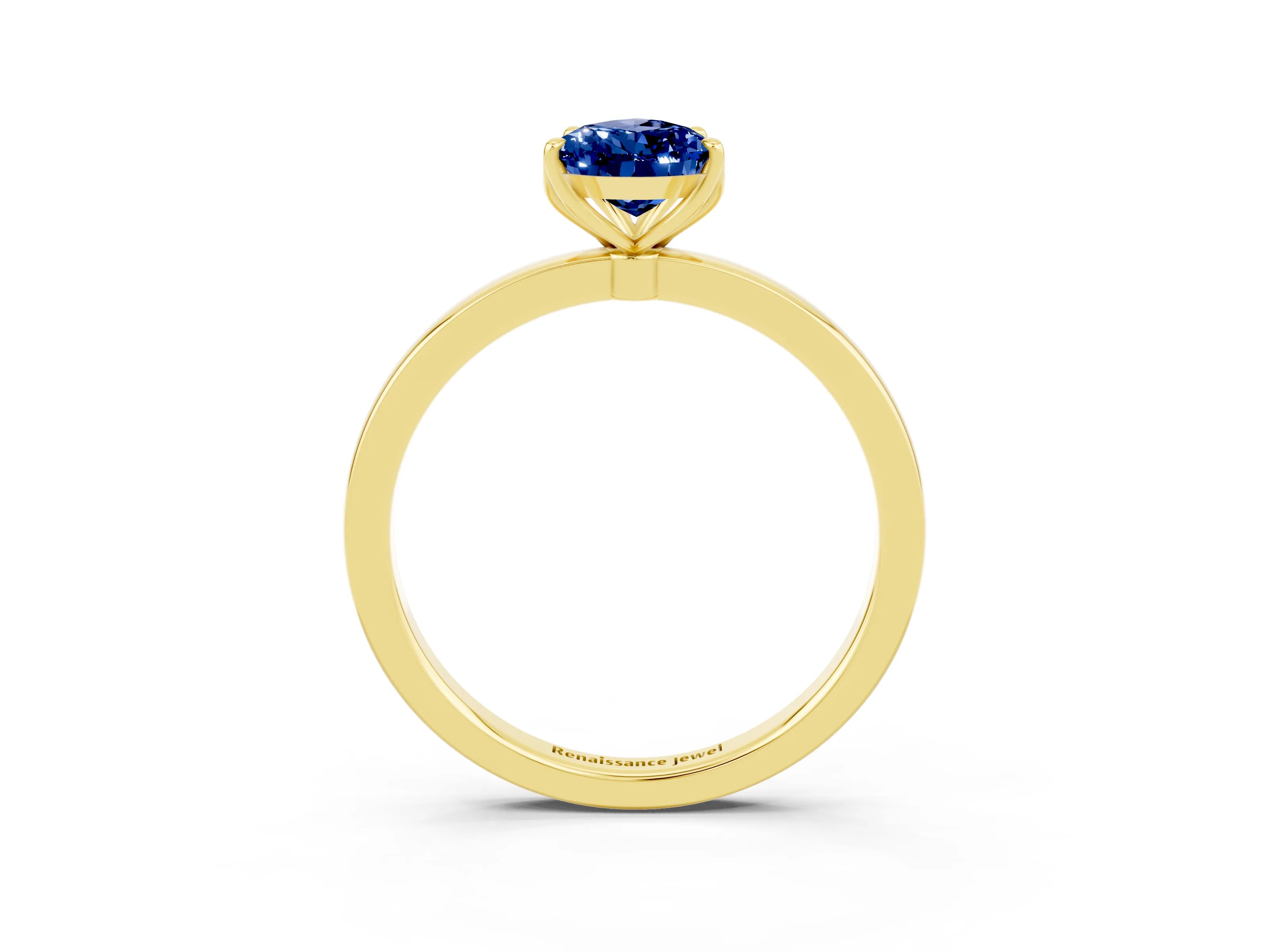 Yellow gold Pear Cut Solitaire Diamond Ring with Thin Band and Four-Prong Setting_3