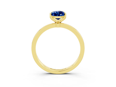 Yellow gold Pear Cut Solitaire Diamond Ring with Thin Band and Four-Prong Setting_3