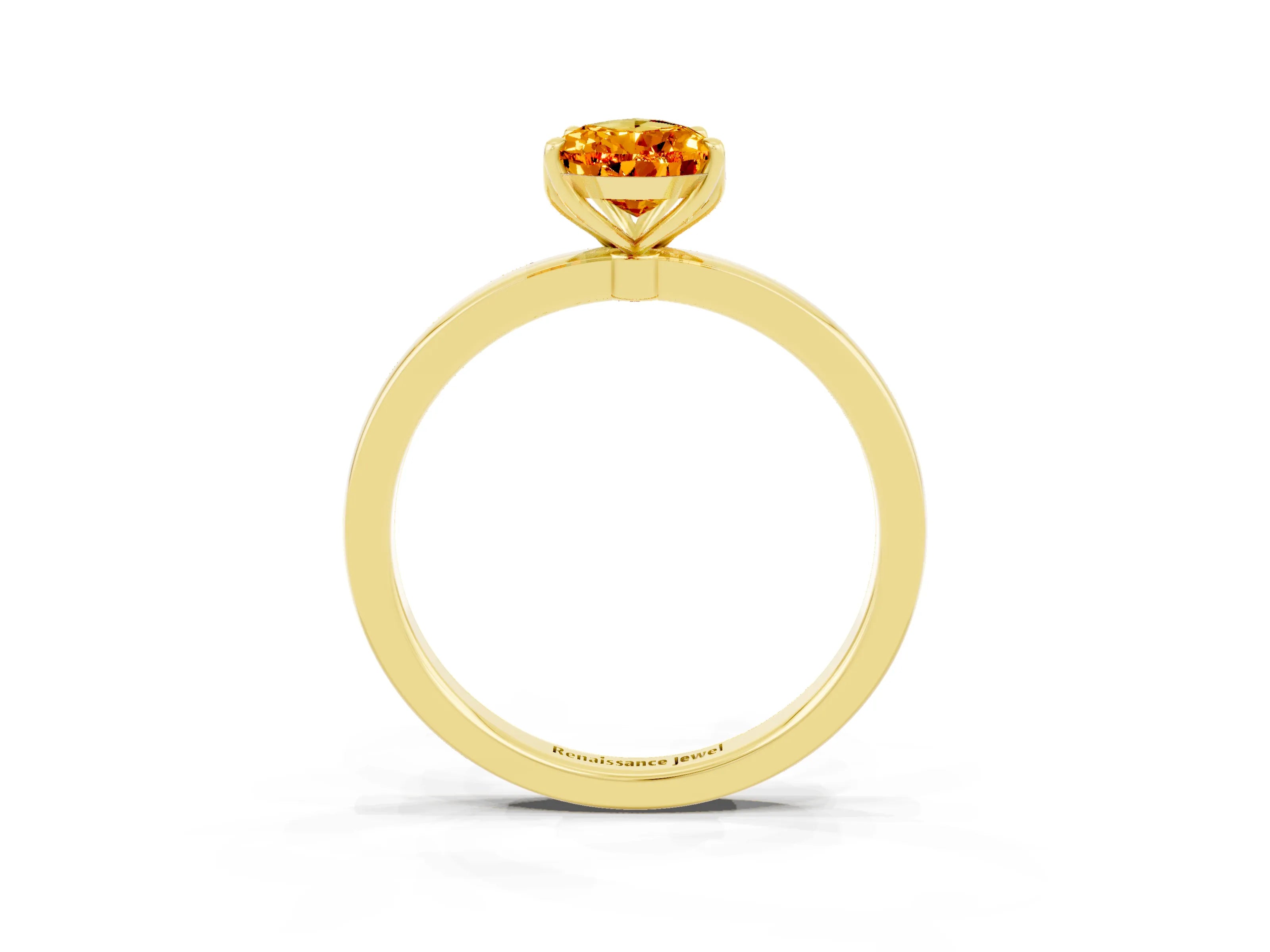 Yellow gold Pear Cut Solitaire Diamond Ring with Thin Band and Four-Prong Setting_3