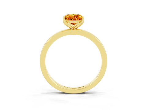 Yellow gold Pear Cut Solitaire Diamond Ring with Thin Band and Four-Prong Setting_3