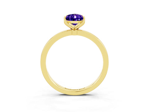 Yellow gold Pear Cut Solitaire Diamond Ring with Thin Band and Four-Prong Setting_3